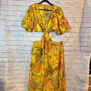 🔵”LIKE NEW” Tropical Cutout Maxi Dress